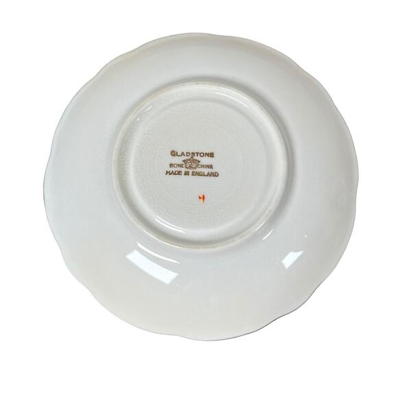 Gladstone Bone China Cup Saucer England Persimmon Fruit Scalloped Rim Gilded - Picture 8 of 14